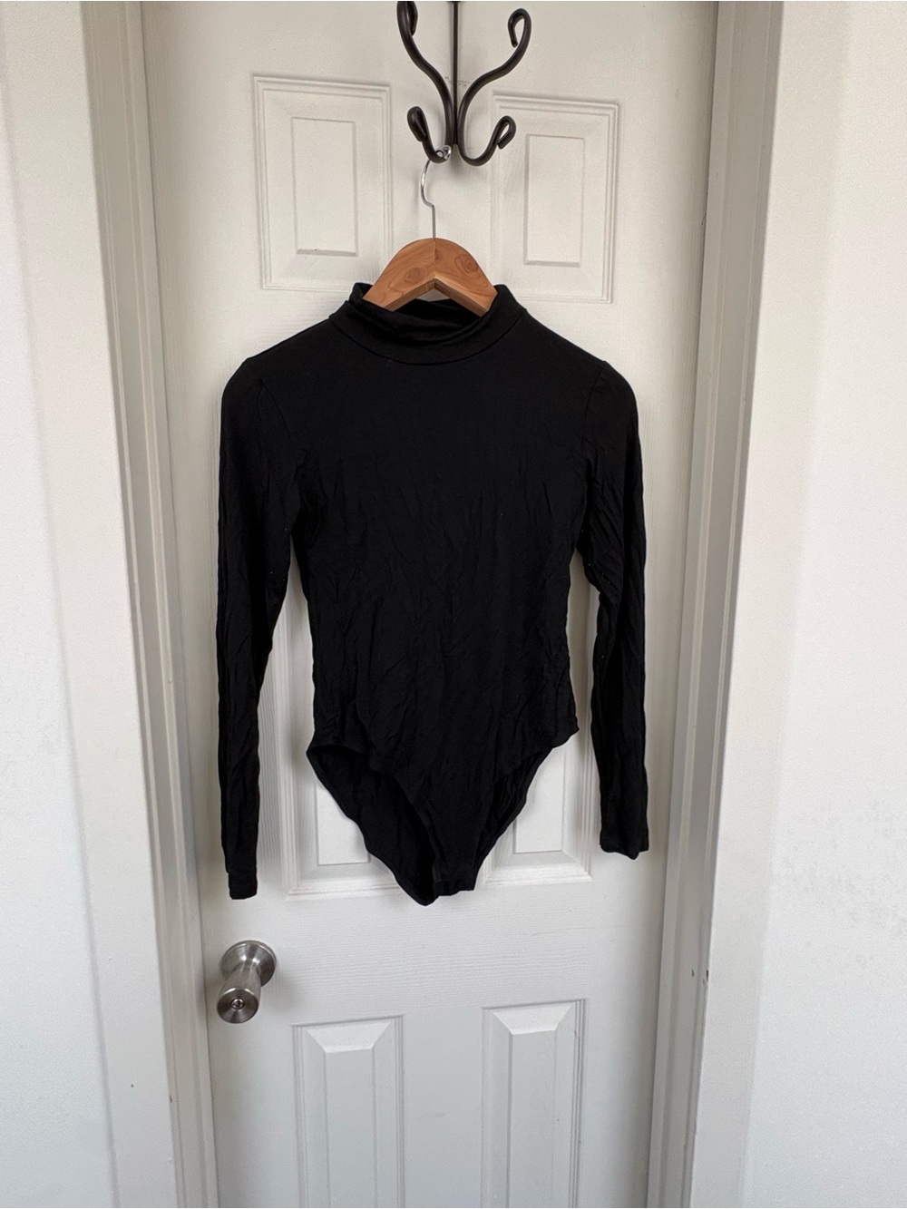 Black Long-Sleeve Mock Neck Bodysuit